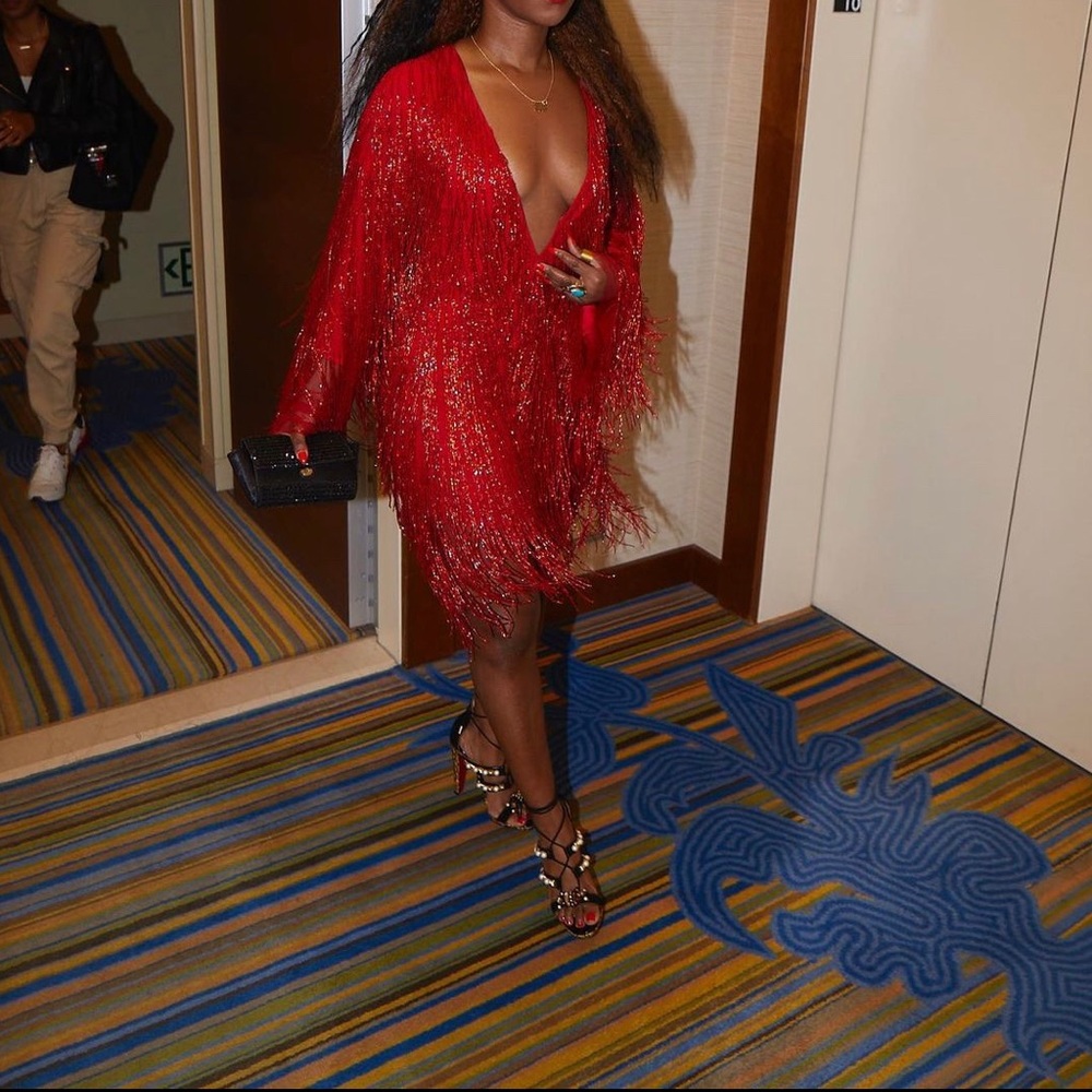 Red fringe dress